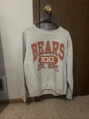 Delta Gray Crewneck Sweater with Orange 'BEARS' Graphic